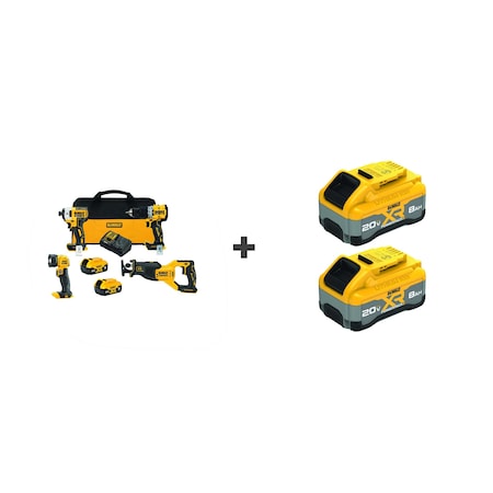 Dewalt DEWALT 20V 4-Kit BONUS BATTERY 2PK DCK449P2/DCB2108-2