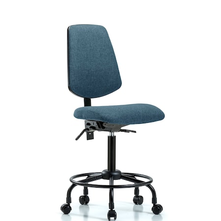 Blue Ridge Ergonomics Fab Med Bench Chair, Bk, RT, Cast, Blu, No Arms, 24" to 31" Height, Blue BR-FMBCH-MB-RT-T0-A0-RC-F43