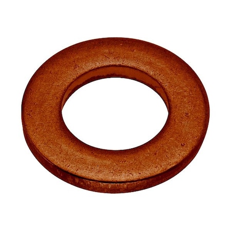 Zoro Select Flat Washer, For Screw Size 1/4 in , Copper Plain Finish, 5 PK WASB14NCU