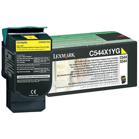 Lexmark C544, C546, X544, X546, X548 Extra High Yield Yellow Return Program Toner Cartridge C544X1YG