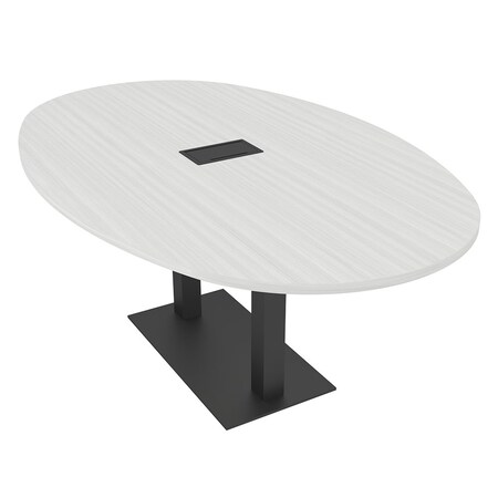 Skutchi Designs Boval Conference Table With Power, 48 in W, 84 in L, White HAR-BOVL-48X84-DOU.BK-WA7976-EBLK