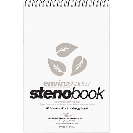 Roaring Spring Paper Products Enviroshades Steno Book - 80 Sheets Per Book 12274
