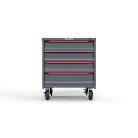 Strong Hold 4 drawer cabinet - (3x 5in, 1x 6in) - Red accents - Keyed Alike S3036-PCAAS-0401DS