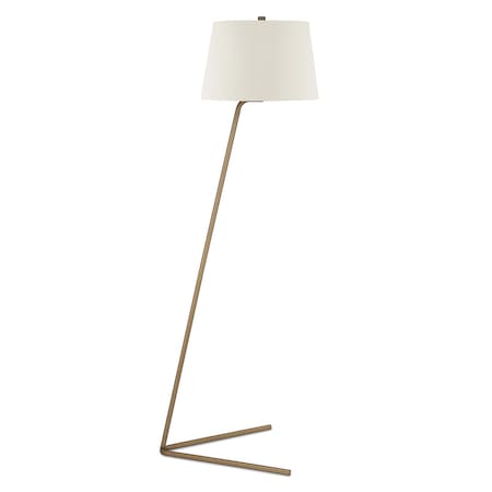 Homeroots 60" Brass Novelty Floor Lamp With White Frosted Glass Drum Shade 523458
