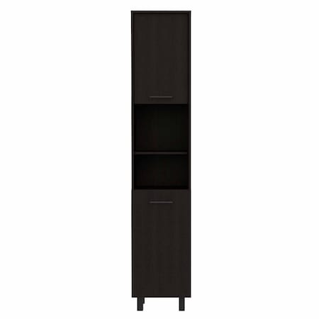 Homeroots 79in Modern Black Pantry Cabinet with Five Shelves 403770