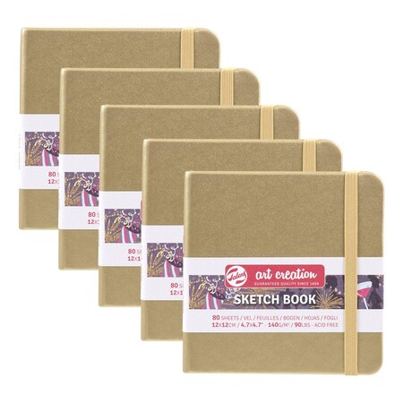 Talens Art Creation Sketchbook, 80 Sheets, 90lbs, White Gold Cover, 4.7'' x 4.7'', 5PK 9314144M