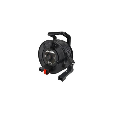 Cable Wholesale Shielded Cat6a S/FTP, IN/Outdoor Retractable Ethernet Cable, Mobile Extension Reel, Black, 150ft 13X6-722150