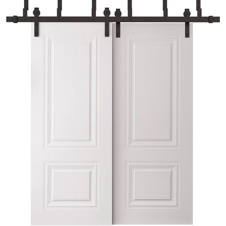 Sartodoors Sliding Closet Barn Bypass Doors 84 x 80 inches, BASIC 9772 White, 8ft Rails Hardware Set, Wood S BASIC9772BBB-SKIN-84