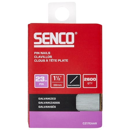 Senco Micro Pin Strip, 1-1/2 in L, 23 ga, Galvanized/Plain, Headless CZ17EAAR