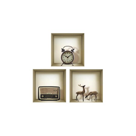 Homeroots Set of Three Sia Faux Niche 3D Peel and Stick Wall Decals, 3PK 565417