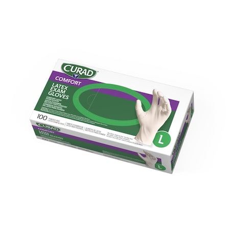 Medline CURAD Latex Exam Gloves, Size L, 100PK CUR8106H