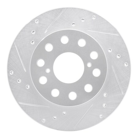 Dynamic Friction Co DFC Brake Rotor - Drilled and Slotted - Silver 631-76048L