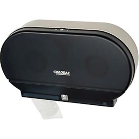 Palmer Fixture Global Industrial Plastic Twin Jumbo Roll Toilet Tissue Dispenser, Gray - Two 9 in. Rolls RD002701-009