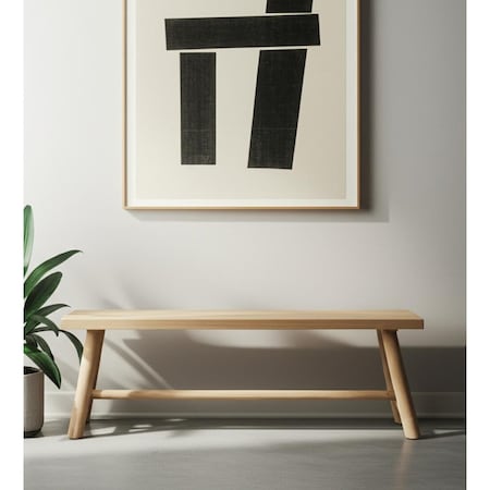 Homeroots 56" Natural Distressed Solid Wood Live Edge Bench 606743