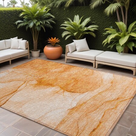 Homeroots 10' X 14' Orange Abstract Washable Non Skid Indoor Outdoor Area Rug 559756