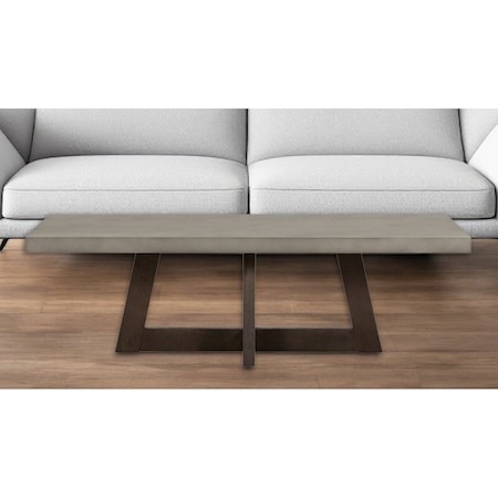 Homeroots 55" Gray And Brown Concrete And Solid Wood Coffee Table 520642