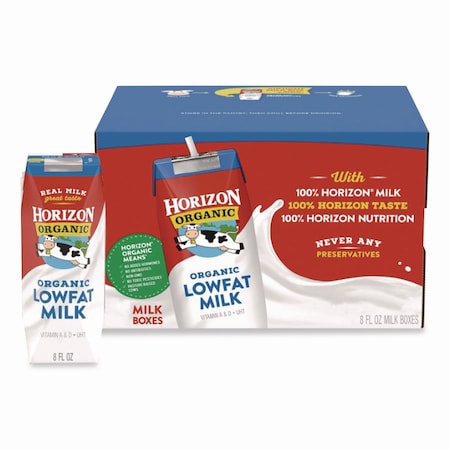 Horizon Organic Low Fat Milk, 1% Plain, 8 oz, 18PK 061223