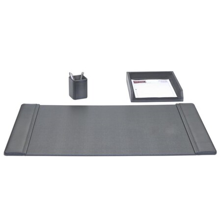 Dacasso Black Leather 3-Piece Desk Set D1037