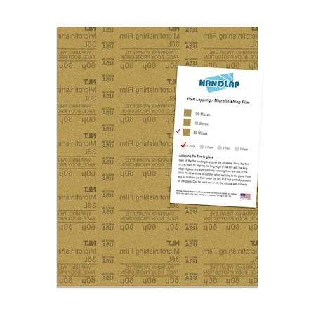 Nanolap PSA Microfinishing Film, 1 Pc 60 Micron (300 Grit), 8-0.5 in x 11 in Fine Sanding Film 61616N