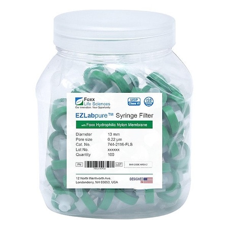 Foxx Life Sciences Syringe Filters, PK100 744-2116-FLS