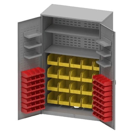 Pucel Flush Door Bin Cabinet with 84 Bins, 48 in W x 84 in H x 24 in D, Light Blue HDBC-4878-26-84-L
