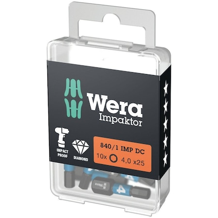 Wera 840/1 IMP DC Hex-Plus DIY Impaktor bits, 4 x 25 mm, 10 pieces 5057604001