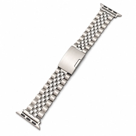Elegani Silver Classic Multi-Link Stainless Steel Replacement Band Compatible with Apple Watch 44mm BJBF-SLV-44mm