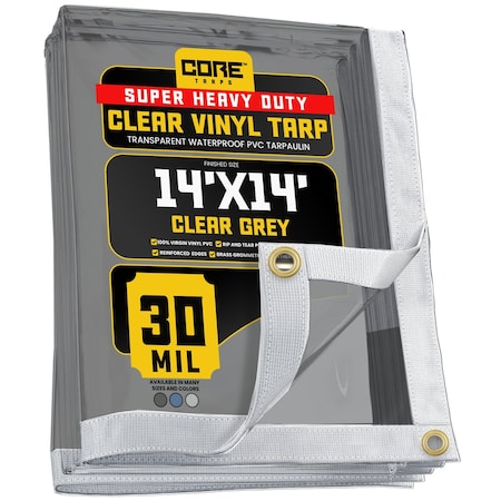 Core Tarps Tarp, 14 ft x 14 ft, 30 Mil, Gray, Polyethylene, UV Resistant CT-202-14X14