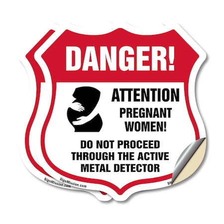 Signmission Pregnant Women Shield Sign Danger! Atten, 12 inch X 12 inch, Vinyl Decal, 2PK SHI-D-2PACK-12-433