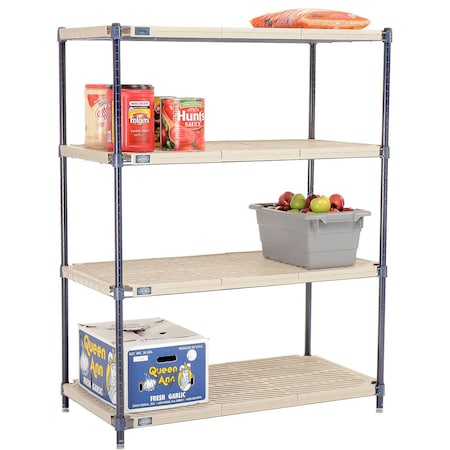 Global Industrial Nexel Nexelite 4 Shelf, Vented Plastic Mat Shelving Unit, Starter, 42"W x 21"D x 54"H 331477N