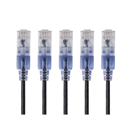 Monoprice Slim Cat6A Patch Cable, 5 Pack, 1 ft.Blck 15125