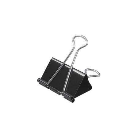 Universal Binder Clips in Dispenser Tub, Large, Black/Silver, 12PK UNV11112