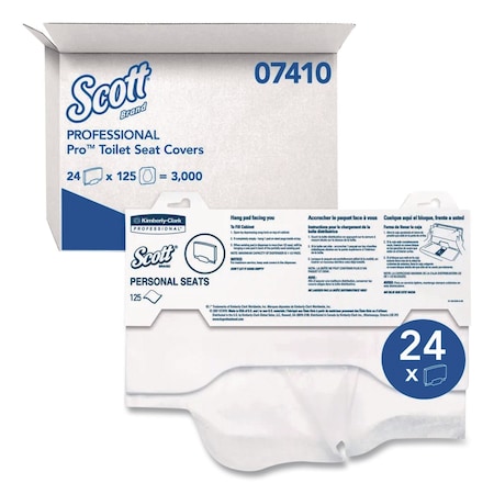 Scott Personal Seats Toilet Seat Cover, No Fold, White, 3000 Sheets 07140