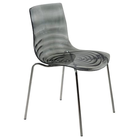 Leisuremod Astor Water Ripple Design Dining Chair, Transparent Black AC20TBL