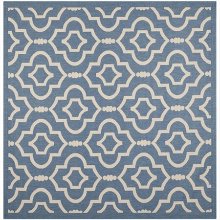 Safavieh 7 ft. -10 in. x 7 ft. -10 in. Square Indoor-Outdoor Courtyard- Blue and Beige- Machine Made Rug CY6926-243-8SQ