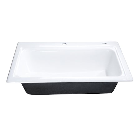 Kingston Brass 33" Cast Iron Self-Rimming Single Bowl Drop-In Kitchen Sink, 2-Hole, White GT332292