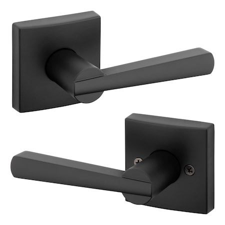 Baldwin Passage Spyglass Lever with Square Rose with 6AL Latch and RCS Strike Matte Black Finish 352SPLSQR514