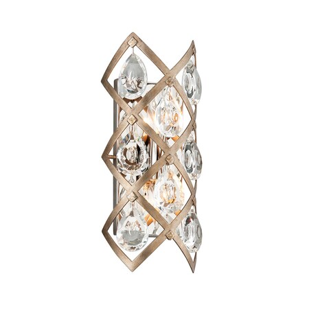 Corbett Lighting Tiara 2 Light Wall Sconce 6.75 In. Stria Gold Leaf/Stainless Steel 214-12-SGL/SS