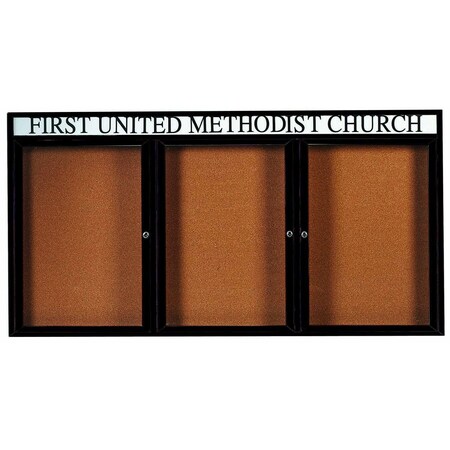 Aarco Illuminated Enclosed Bulletin Board w/ Header Bronze Anodized Al Frame, 48''Hx96''W DCC4896-3RHIBA
