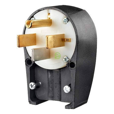 Bryant Straight Blade Plug, 14-50P, 50 A, 125/250V AC, 3 Pole, Screw Terminals, Grounded 9452ANPB