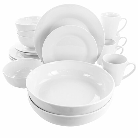Elama Carey 18 Piece Round Porcelain Dinnerware Set in White EL-CAREY