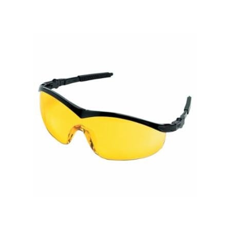 Mcr Safety Storm Protective Eyewear, Amber Lens, Polycarbonate, Black Frame, Nylon 135-ST114