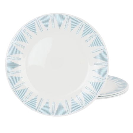 Ultra By Gibson Piper Point 4 Piece 10 Inch Round Tempered Opal Glass Dinner Plate Set in Blue 138945.04