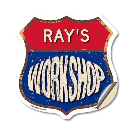 Signmission Ray's Workshop, 12 Inch X 12 Inch, Vinyl Decal SHI-D-12-489-RAY