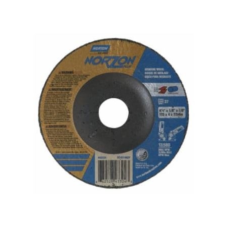Norton Co Type 27 NorZon Plus Depressed Center Wheel, 4 1/2 in Dia, 1/8 in Thick, 7/8 in Arbor, 25PK 547-66252843324