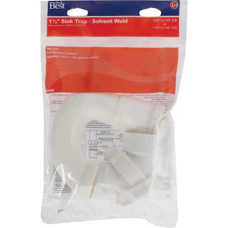 Do It Best Best 1-1/2'' or 1-1/4'' White Plastic Sink Trap with Reducer Washer DIB20950