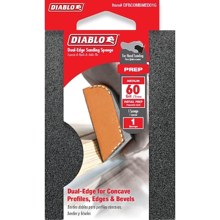 Diablo 2-1/2'' x 4'' x 1'' 60 Grit, Medium Dual-Edge Sanding Sponge DFBCOMBMED01G