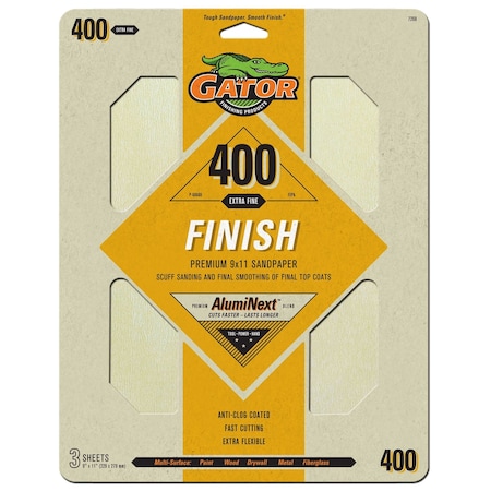 Gator Finishing AlumiNext 9 x 11 in. Sanding Sheets, 400 Grit, 3PK 7268