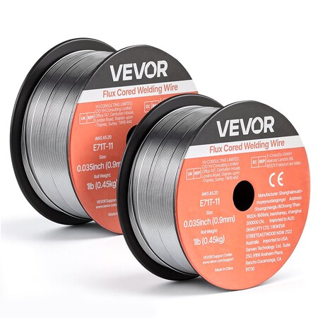 Vevor Flux Core MIG Welding Wire 0.035 in 1LBS Gasless Mild Steel MIG Wire, 2PK E71T-11