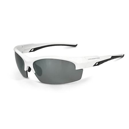 Crossfire Safety Glasses, Silver Mirror Lens, White Frame, Yes, 1 PR 40227